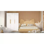 3-Door Freestanding Wooden Wardrobe with Hanging Rod, Shelves & Drawer
