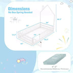 Twin Size Montessori Floor Bed for Toddler with Lockable Door & Full-Length Guardrail, Gray/White