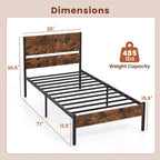 Platform Bed Frame with Wooden Headboard & Under-Bed Storage, No Box Spring Needed, Twin/Full/Queen/King