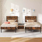 Platform Bed Frame with Wooden Headboard & Under-Bed Storage, No Box Spring Needed, Twin/Full/Queen/King
