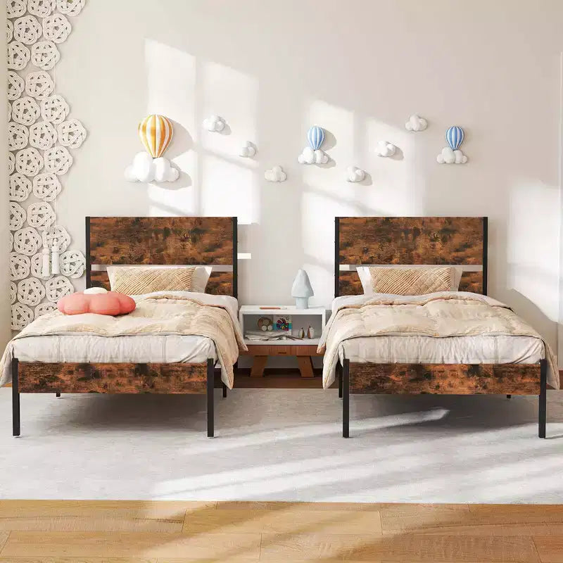 Platform Bed Frame with Wooden Headboard & Under-Bed Storage, No Box Spring Needed, Twin/Full/Queen/King
