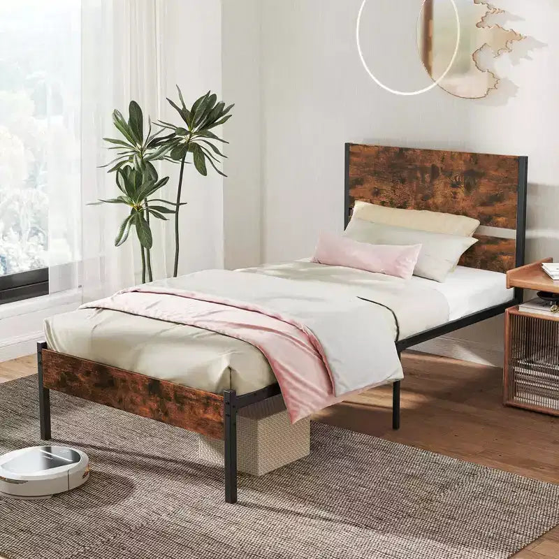 Platform Bed Frame with Wooden Headboard & Under-Bed Storage, No Box Spring Needed, Twin/Full/Queen/King