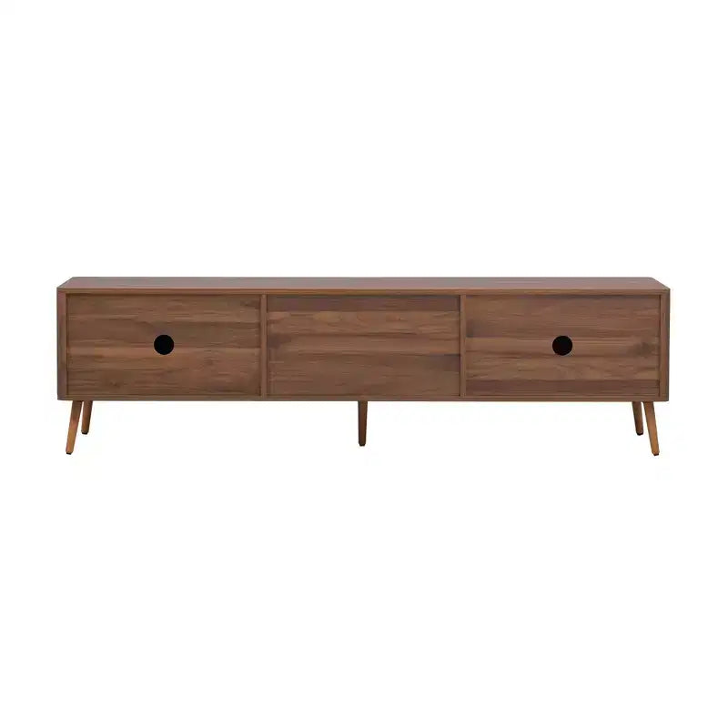 Mid-Century TV Stand with 2 Drawers for TVs up to 80", Walnut Media Console