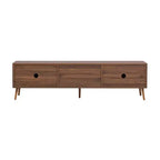 Mid-Century TV Stand with 2 Drawers for TVs up to 80", Walnut Media Console