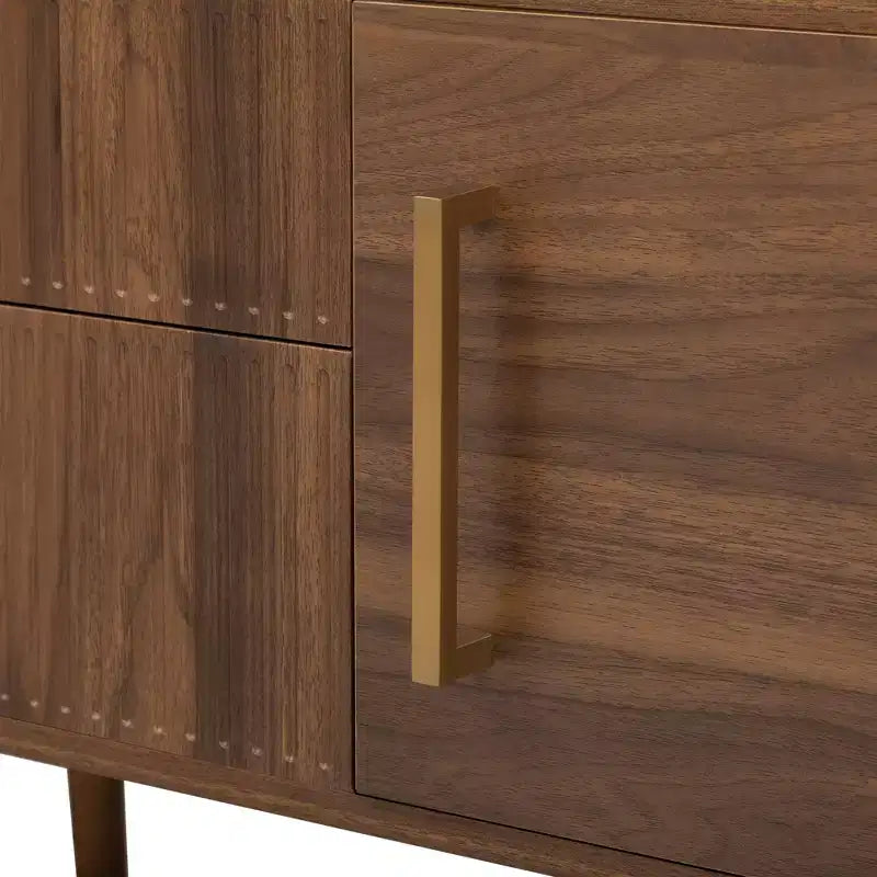 Mid-Century TV Stand with 2 Drawers for TVs up to 80", Walnut Media Console