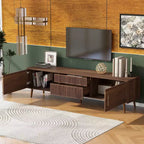 Mid-Century TV Stand with 2 Drawers for TVs up to 80", Walnut Media Console