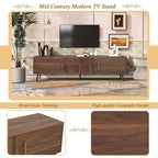 Mid-Century TV Stand with 2 Drawers for TVs up to 80", Walnut Media Console