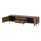 Mid-Century TV Stand with 2 Drawers for TVs up to 80", Walnut Media Console