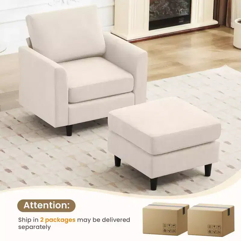 Modern Comfort Accent Chair with Ottoman for Living Room or Bedroom