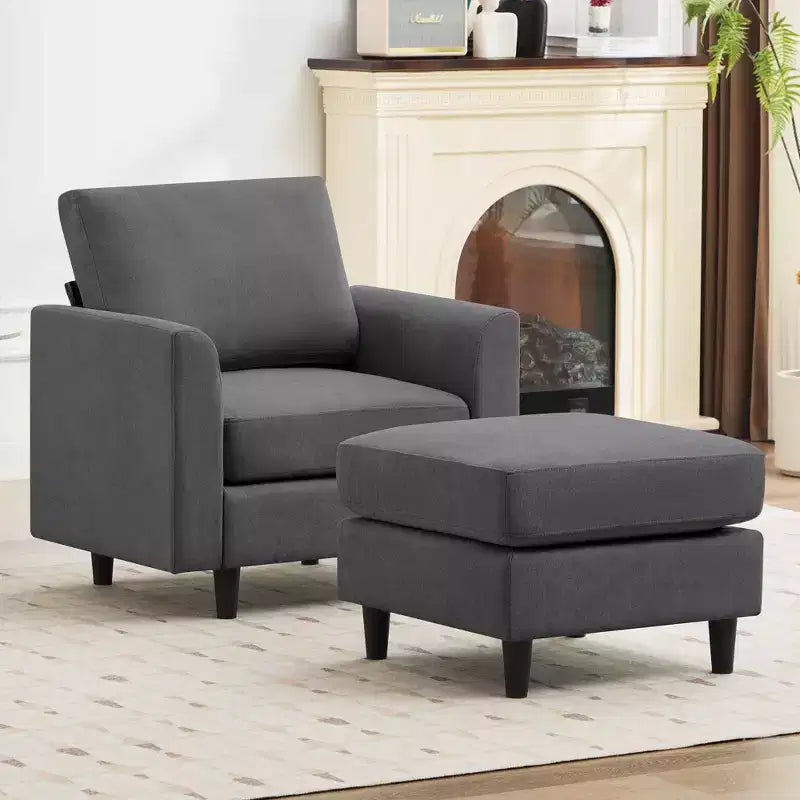 Modern Comfort Accent Chair with Ottoman for Living Room or Bedroom