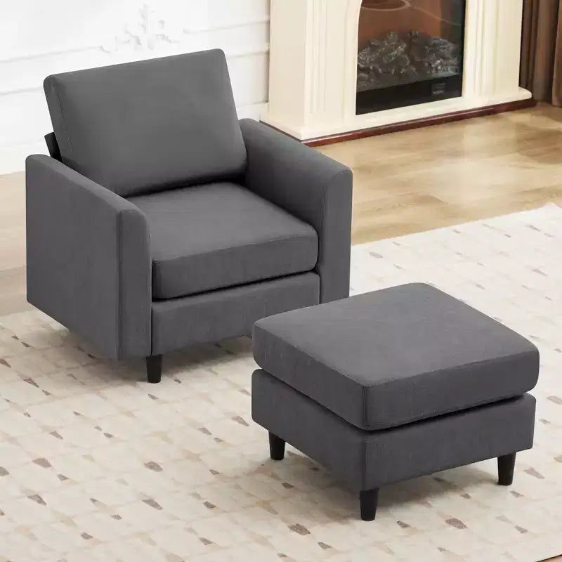 Modern Comfort Accent Chair with Ottoman for Living Room or Bedroom