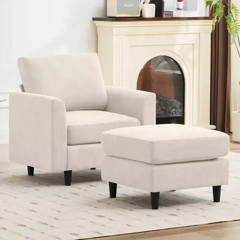 Modern Comfort Accent Chair with Ottoman for Living Room or Bedroom