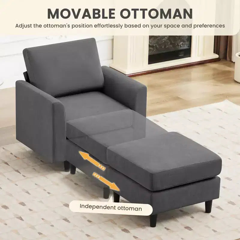Modern Comfort Accent Chair with Ottoman for Living Room or Bedroom