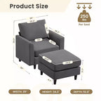 Modern Comfort Accent Chair with Ottoman for Living Room or Bedroom