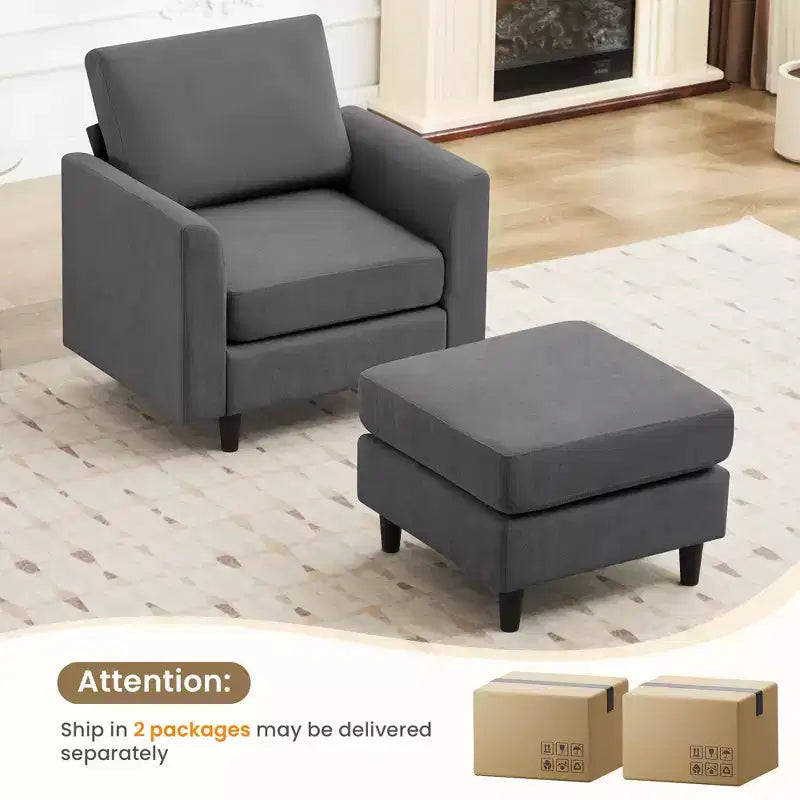 Modern Comfort Accent Chair with Ottoman for Living Room or Bedroom