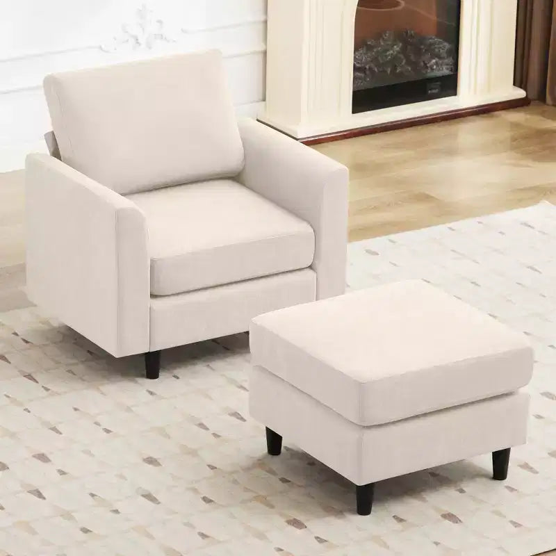 Modern Comfort Accent Chair with Ottoman for Living Room or Bedroom