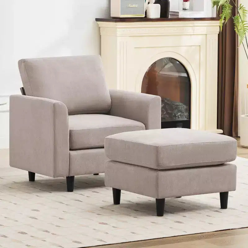 Modern Comfort Accent Chair with Ottoman for Living Room or Bedroom