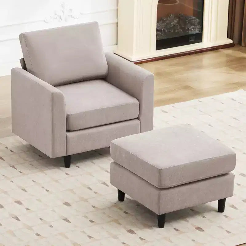 Modern Comfort Accent Chair with Ottoman for Living Room or Bedroom
