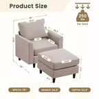 Modern Comfort Accent Chair with Ottoman for Living Room or Bedroom