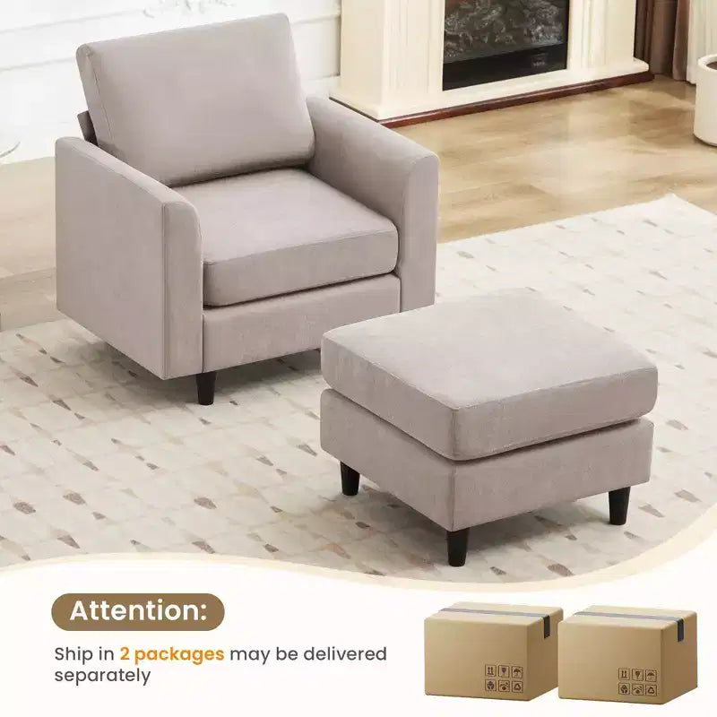 Modern Comfort Accent Chair with Ottoman for Living Room or Bedroom
