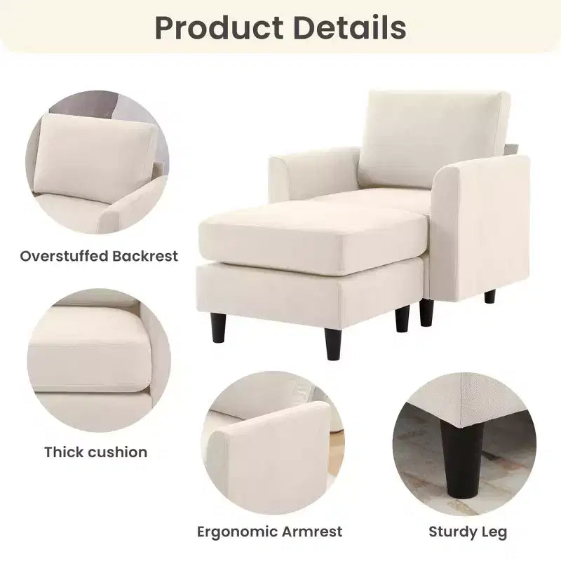 Modern Comfort Accent Chair with Ottoman for Living Room or Bedroom