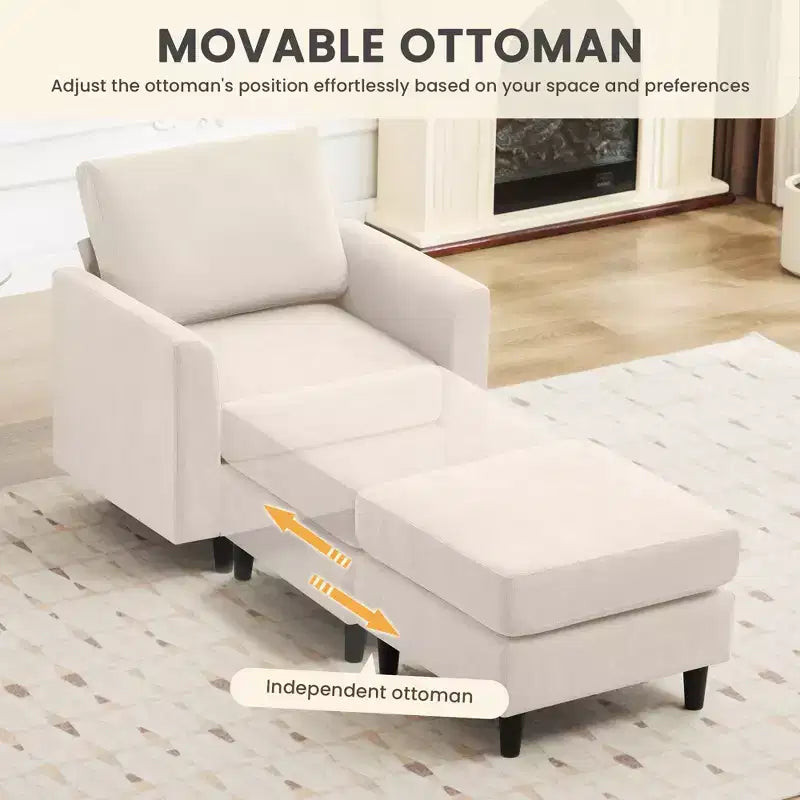 Modern Comfort Accent Chair with Ottoman for Living Room or Bedroom
