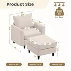 Modern Comfort Accent Chair with Ottoman for Living Room or Bedroom
