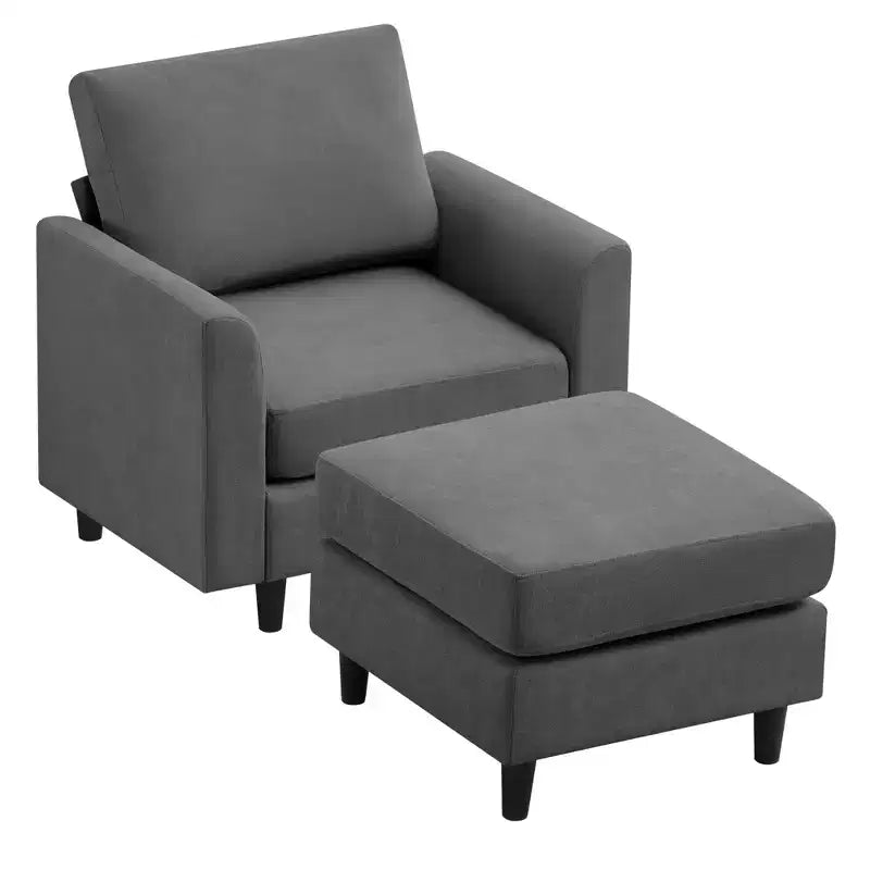 Modern Comfort Accent Chair with Ottoman for Living Room or Bedroom