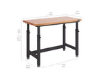Heavy Duty Workbench Table with Wood Top, Adjustable Height 28-42", 48"W x 24"D