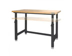 Heavy Duty Workbench Table with Wood Top, Adjustable Height 28-42", 48"W x 24"D