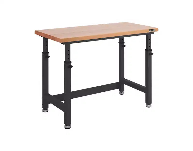 Heavy Duty Workbench Table with Wood Top, Adjustable Height 28-42", 48"W x 24"D