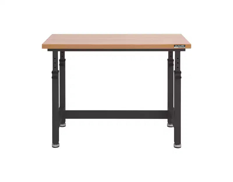 Heavy Duty Workbench Table with Wood Top, Adjustable Height 28-42", 48"W x 24"D