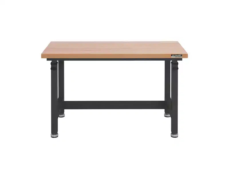Heavy Duty Workbench Table with Wood Top, Adjustable Height 28-42", 48"W x 24"D