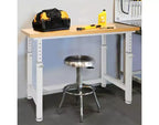 Heavy Duty Workbench Table with Wood Top, Adjustable Height 28-42", 48"W x 24"D