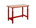 Heavy Duty Workbench Table with Wood Top, Adjustable Height 28-42", 48"W x 24"D