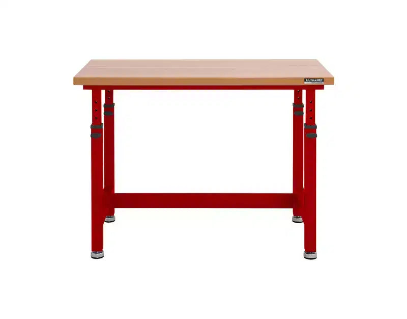 Heavy Duty Workbench Table with Wood Top, Adjustable Height 28-42", 48"W x 24"D