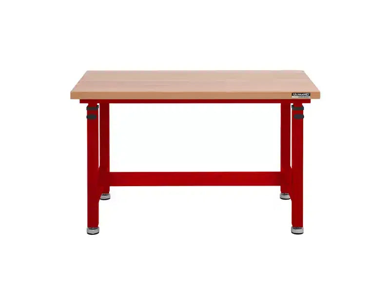 Heavy Duty Workbench Table with Wood Top, Adjustable Height 28-42", 48"W x 24"D