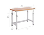 Heavy Duty Workbench Table with Wood Top, Adjustable Height 28-42", 48"W x 24"D
