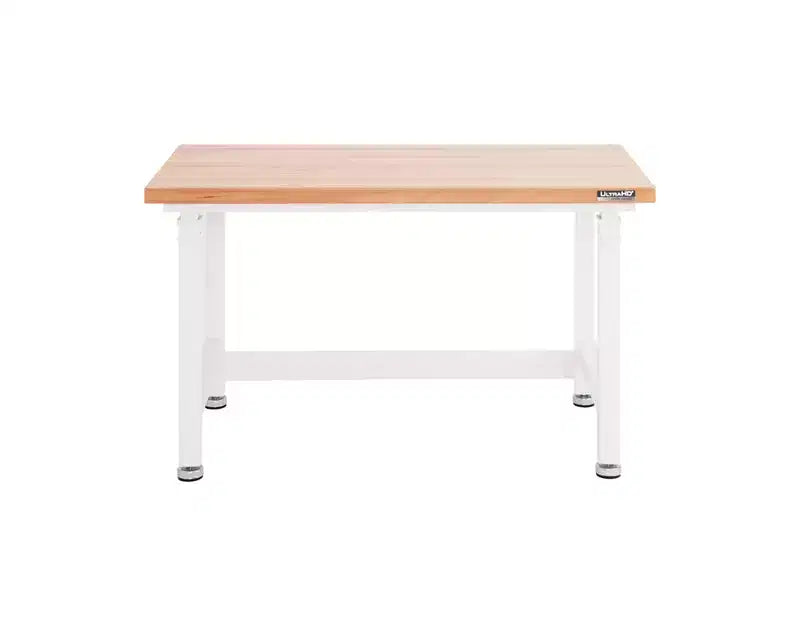 Heavy Duty Workbench Table with Wood Top, Adjustable Height 28-42", 48"W x 24"D