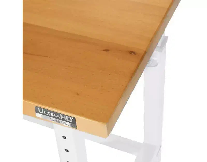 Heavy Duty Workbench Table with Wood Top, Adjustable Height 28-42", 48"W x 24"D