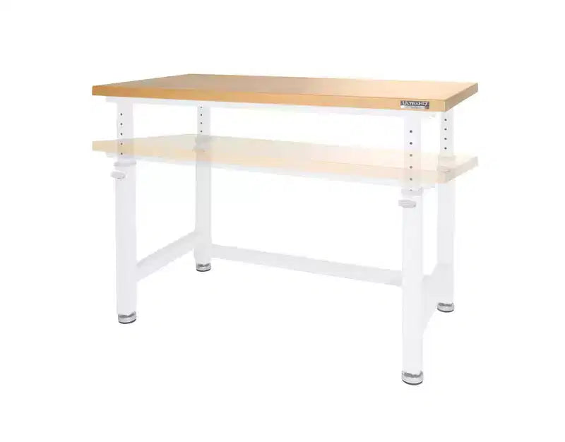 Heavy Duty Workbench Table with Wood Top, Adjustable Height 28-42", 48"W x 24"D