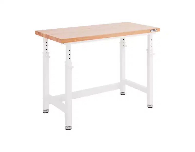 Heavy Duty Workbench Table with Wood Top, Adjustable Height 28-42", 48"W x 24"D