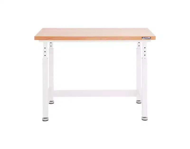 Heavy Duty Workbench Table with Wood Top, Adjustable Height 28-42", 48"W x 24"D