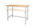 Heavy Duty Workbench Table with Wood Top, Adjustable Height 28-42", 48"W x 24"D