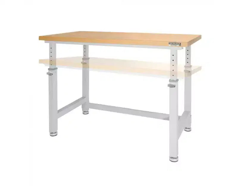 Heavy Duty Workbench Table with Wood Top, Adjustable Height 28-42", 48"W x 24"D