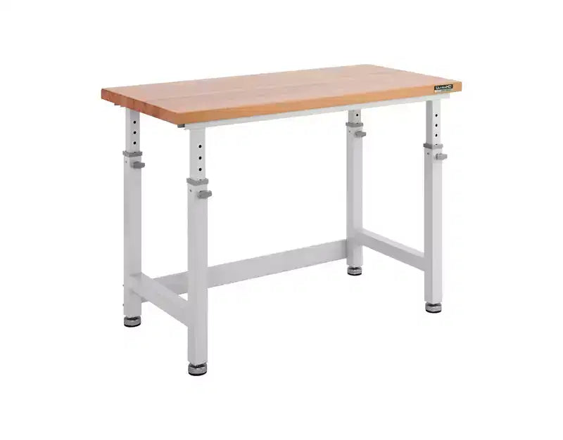 Heavy Duty Workbench Table with Wood Top, Adjustable Height 28-42", 48"W x 24"D