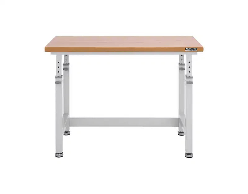 Heavy Duty Workbench Table with Wood Top, Adjustable Height 28-42", 48"W x 24"D