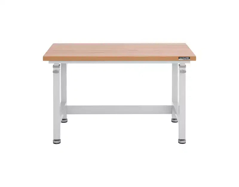 Heavy Duty Workbench Table with Wood Top, Adjustable Height 28-42", 48"W x 24"D