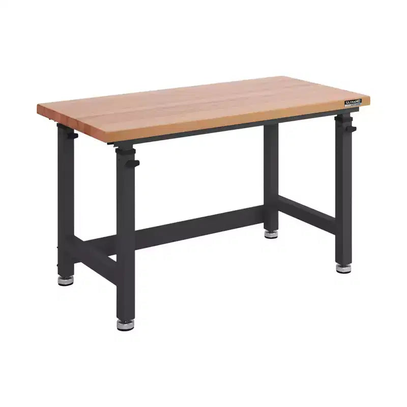 Heavy Duty Workbench Table with Wood Top, Adjustable Height 28-42", 48"W x 24"D