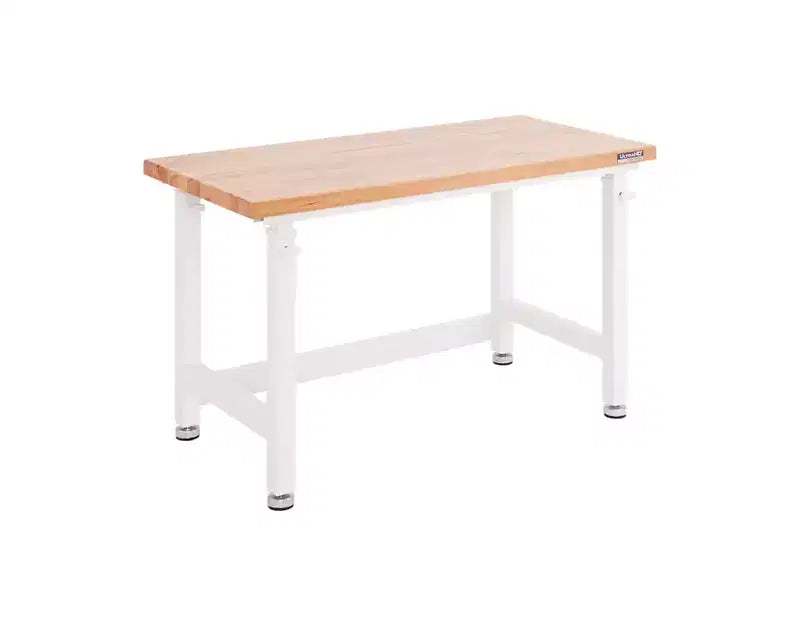 Heavy Duty Workbench Table with Wood Top, Adjustable Height 28-42", 48"W x 24"D